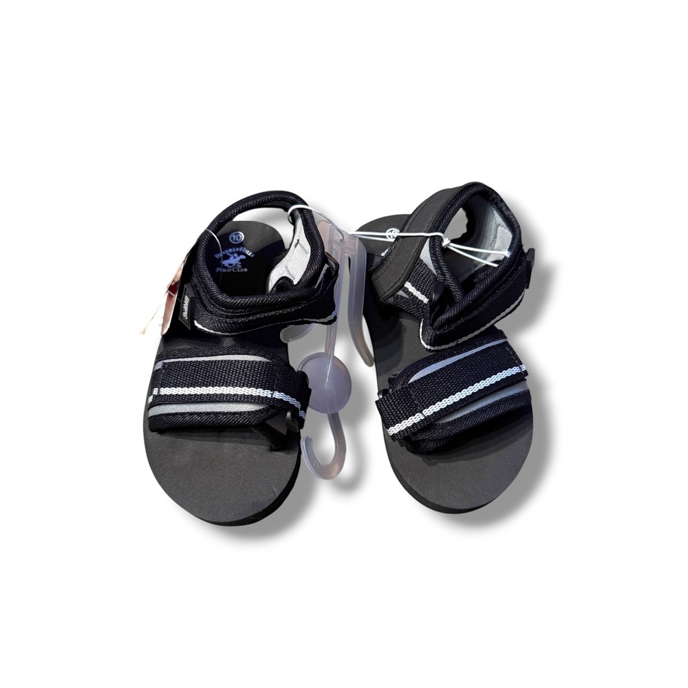 Beverly Hills Polo Club Sport Sandals Boys Size 10 Black Grey‎ Strappy NEW